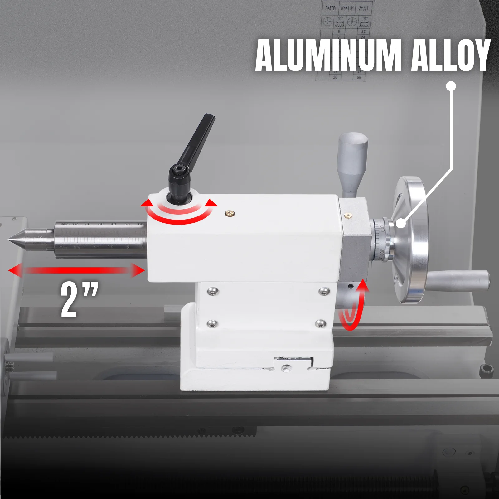 1.5 HP 10'' x 30'' Combination Lathe Milling Drilling Machine, 1.5'' Spindle Bore, 0-2000 RPM Variable Speed, High Precision Benchtop Lathe for Metalworking – Without Stand 1030VC - Image 6