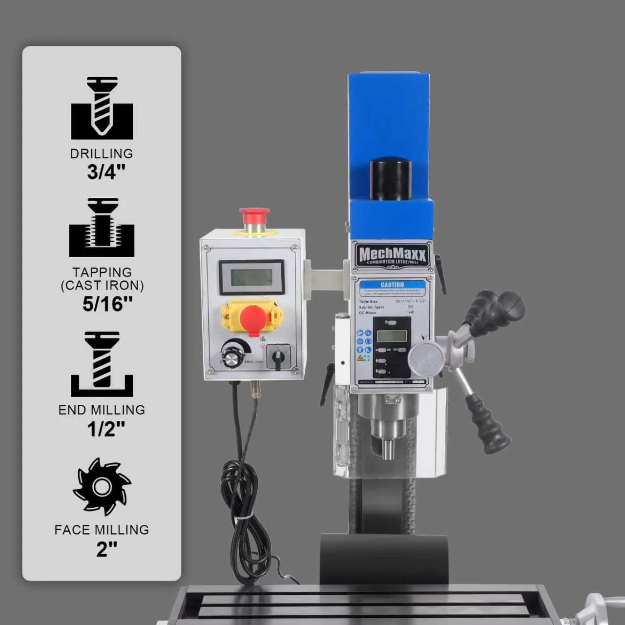 1.5 HP 10'' x 30'' Combination Lathe Milling Drilling Machine, 1.5'' Spindle Bore, 0-2000 RPM Variable Speed, High Precision Benchtop Lathe for Metalworking – Without Stand 1030VC - Image 9
