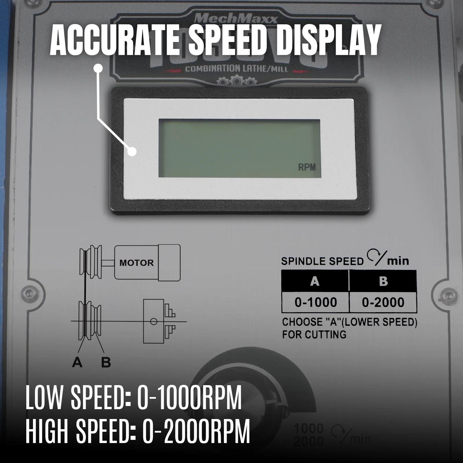 1.5‘’ Spindle Bore Metal Lathe Machine 10'' x 30'' High Precision Brushless Motor Benchtop 0-2000 RPM  Variable Speed Metal Working Machine 1.5HP Small Lathe without Stand 1030V - Image 5