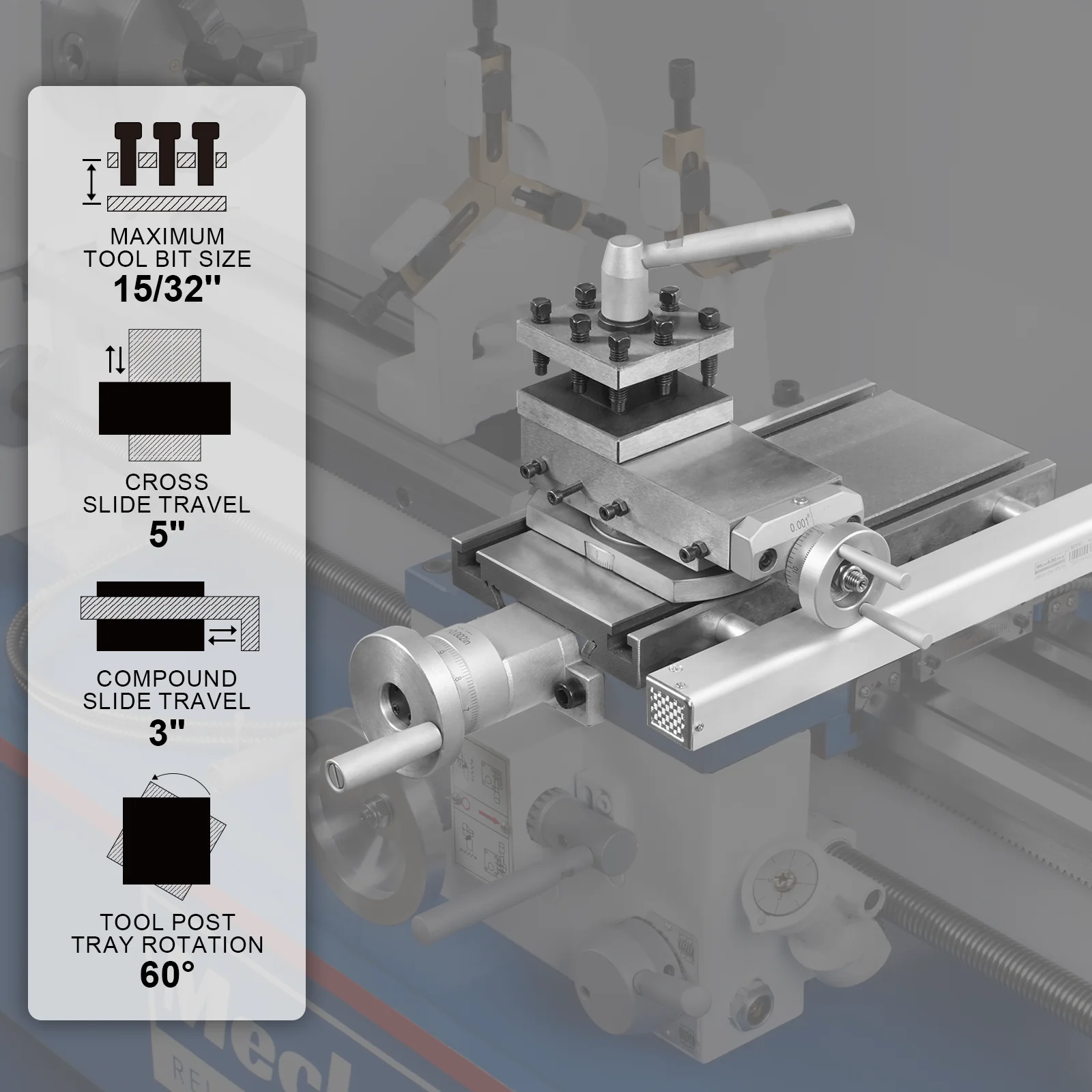 1.5‘’ Spindle Bore Metal Lathe Machine 10'' x 30'' High Precision Brushless Motor Benchtop 0-2000 RPM  Variable Speed Metal Working Machine 1.5HP Small Lathe without Stand 1030V - Image 6