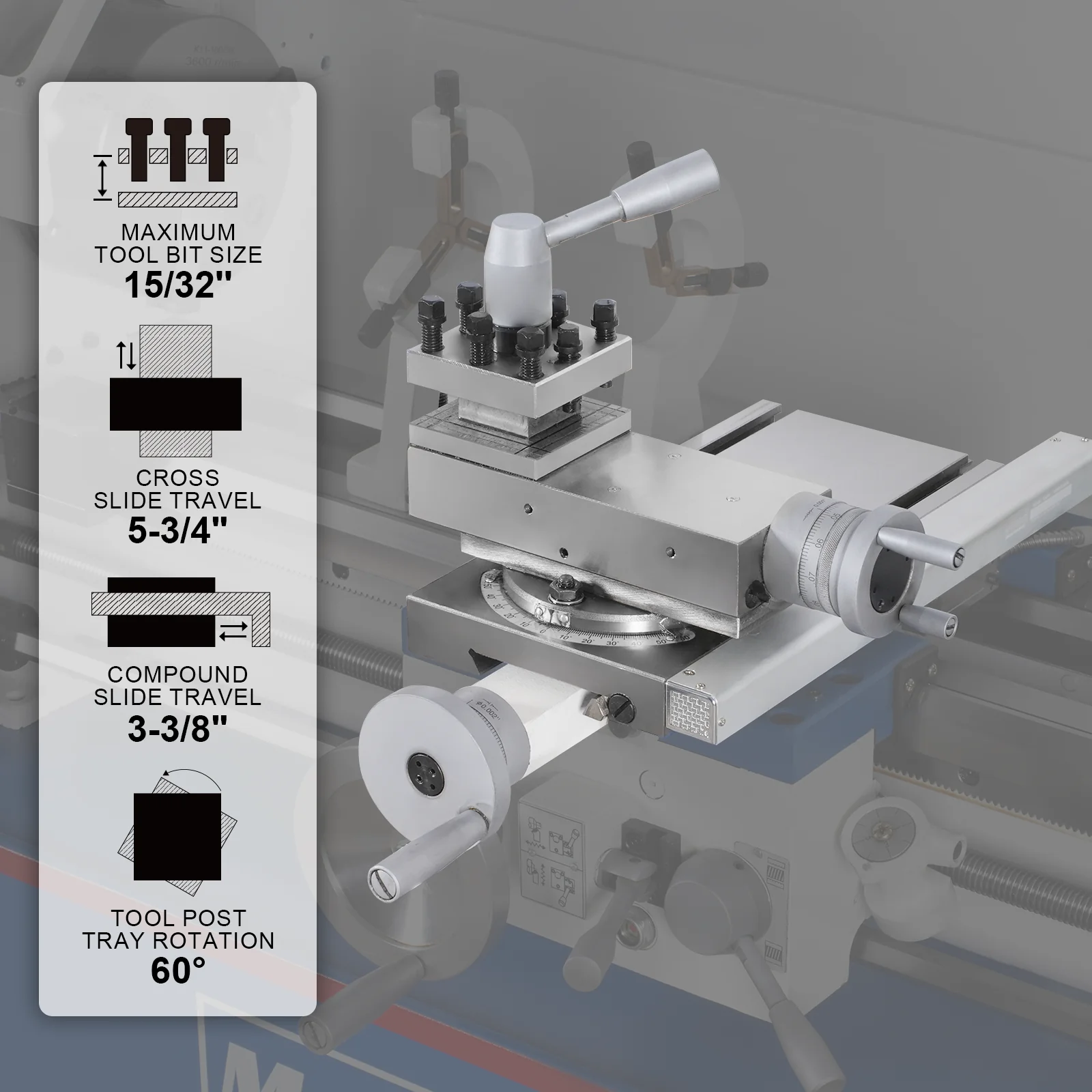 Metal Lathe Machine 11'' x 30'' High Precision Benchtop Brushless Motor 0-2000 RPM Variable Speed Metal Working Machine 2HP Small Lathe without Stand 1130V - Image 6