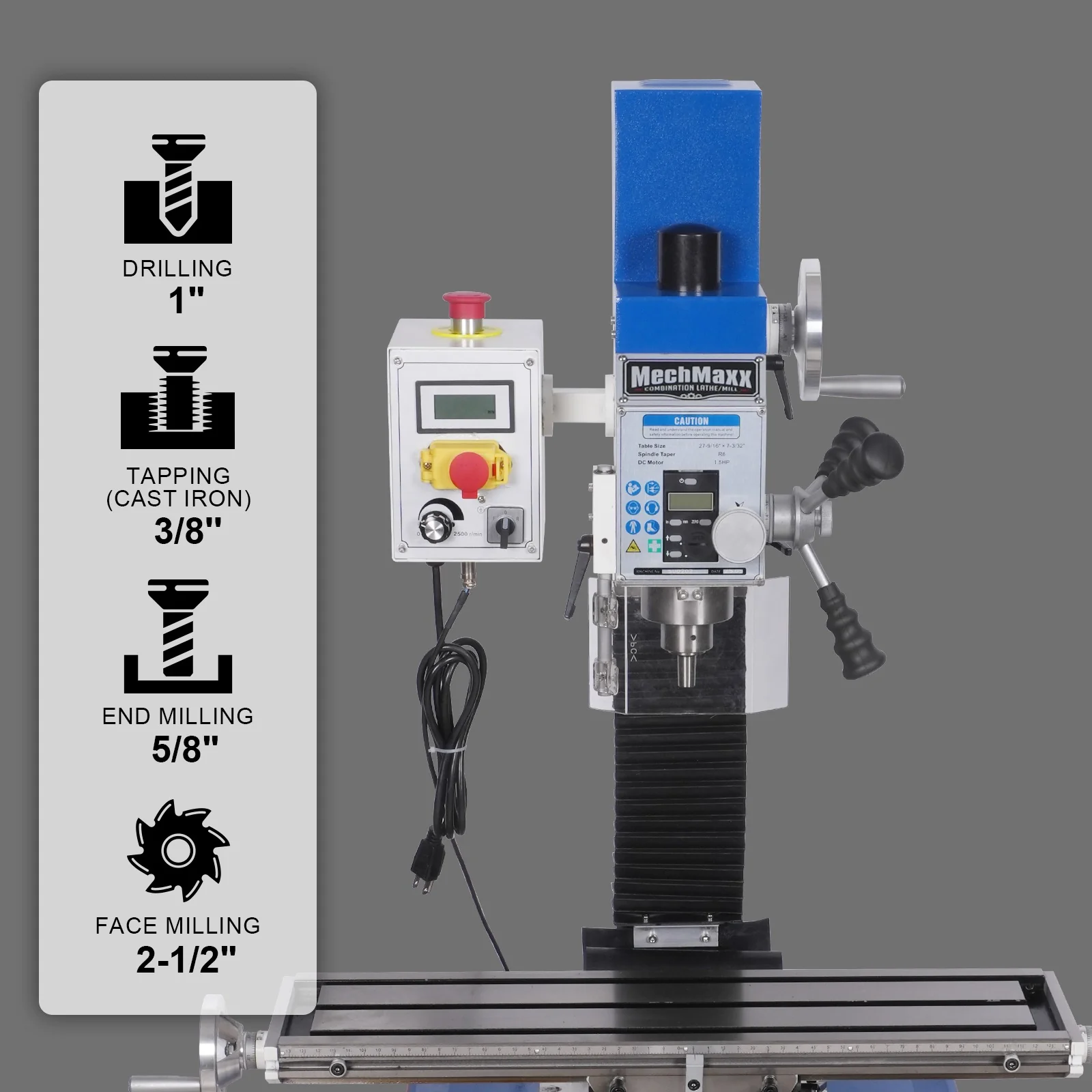 2 HP 11'' x 30'' Combination Lathe Milling Drilling Machine Brushless Motor, 1.5'' Spindle Bore, 0-2000 RPM Variable Speed, High Precision Benchtop Lathe for Metalworking – Without Stand 1130VC - Image 4