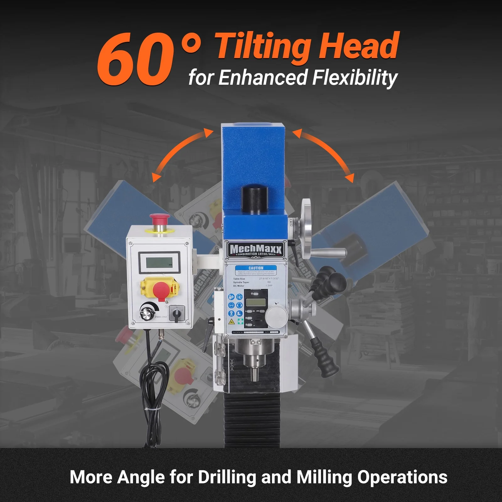 2 HP 11'' x 30'' Combination Lathe Milling Drilling Machine Brushless Motor, 1.5'' Spindle Bore, 0-2000 RPM Variable Speed, High Precision Benchtop Lathe for Metalworking – Without Stand 1130VC - Image 5