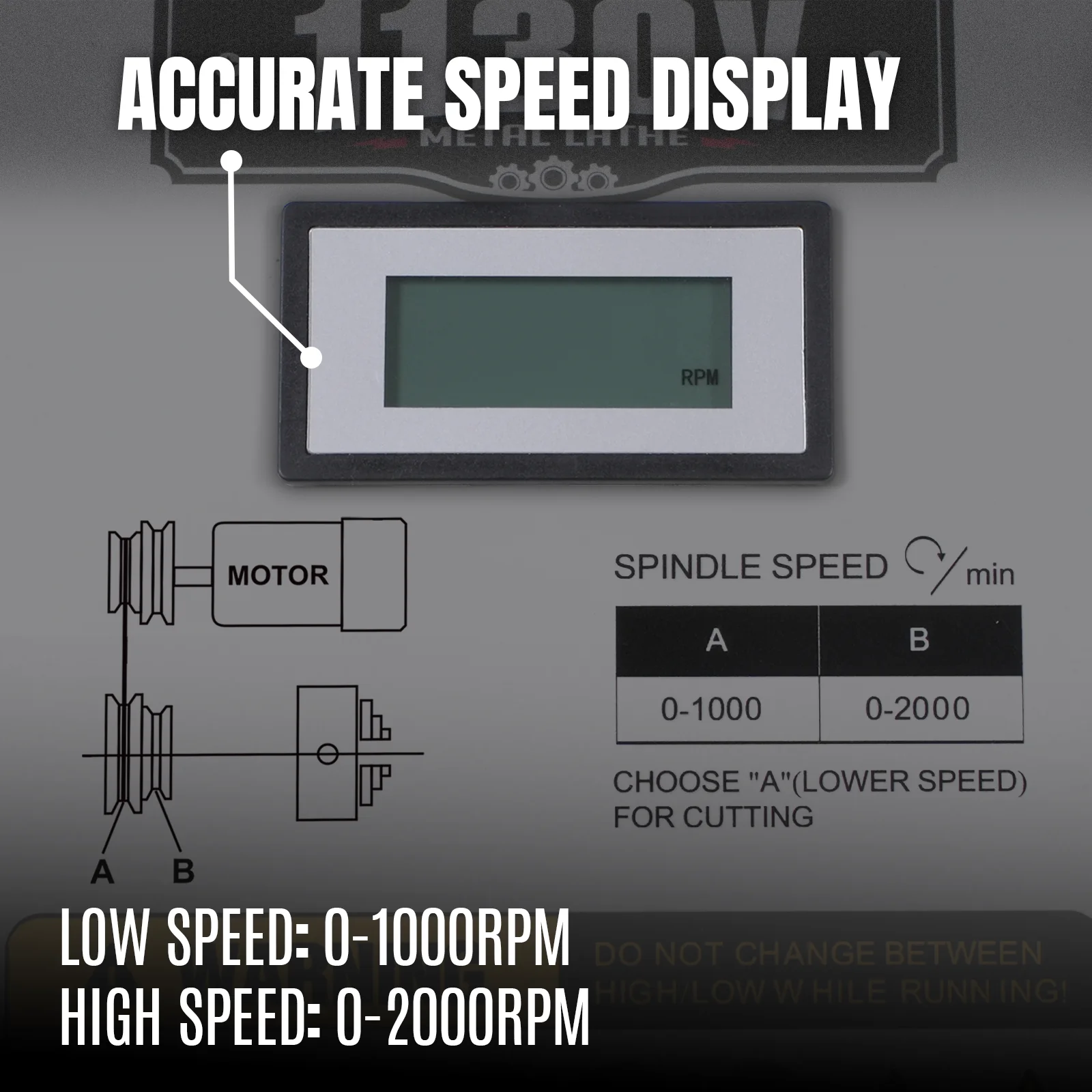 Metal Lathe Machine 11'' x 30'' High Precision Benchtop Brushless Motor 0-2000 RPM Variable Speed Metal Working Machine 2HP Small Lathe without Stand 1130V - Image 5