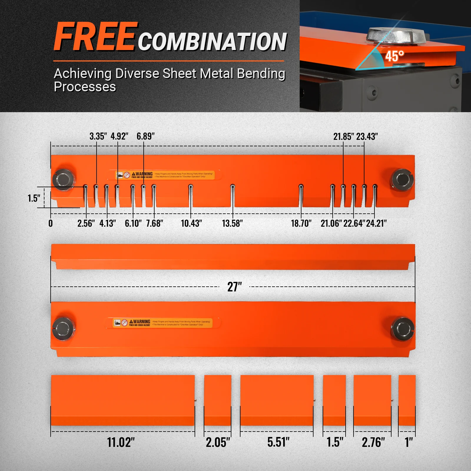 24'' Industrial Magnetic Pan and BOX Heavy Duty Sheet Metal Brake 20 Gauge Capacity Shear Press Brake,  MSMB650E - Image 3