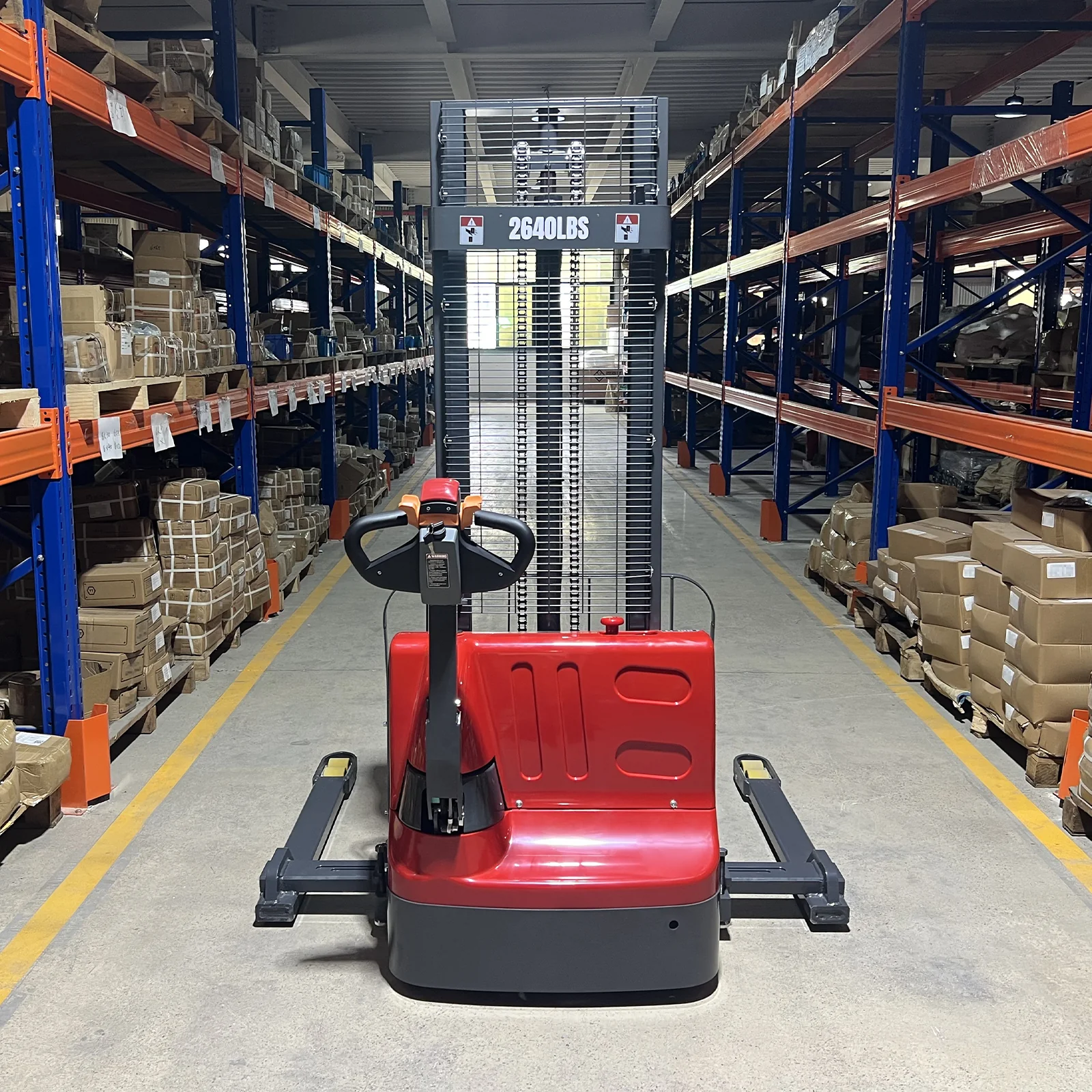 2640lbs Lithium-ion Electric Straddle Stacker,  118" Lift,  Adjustable Legs & Forks,  F26-118S - Image 3