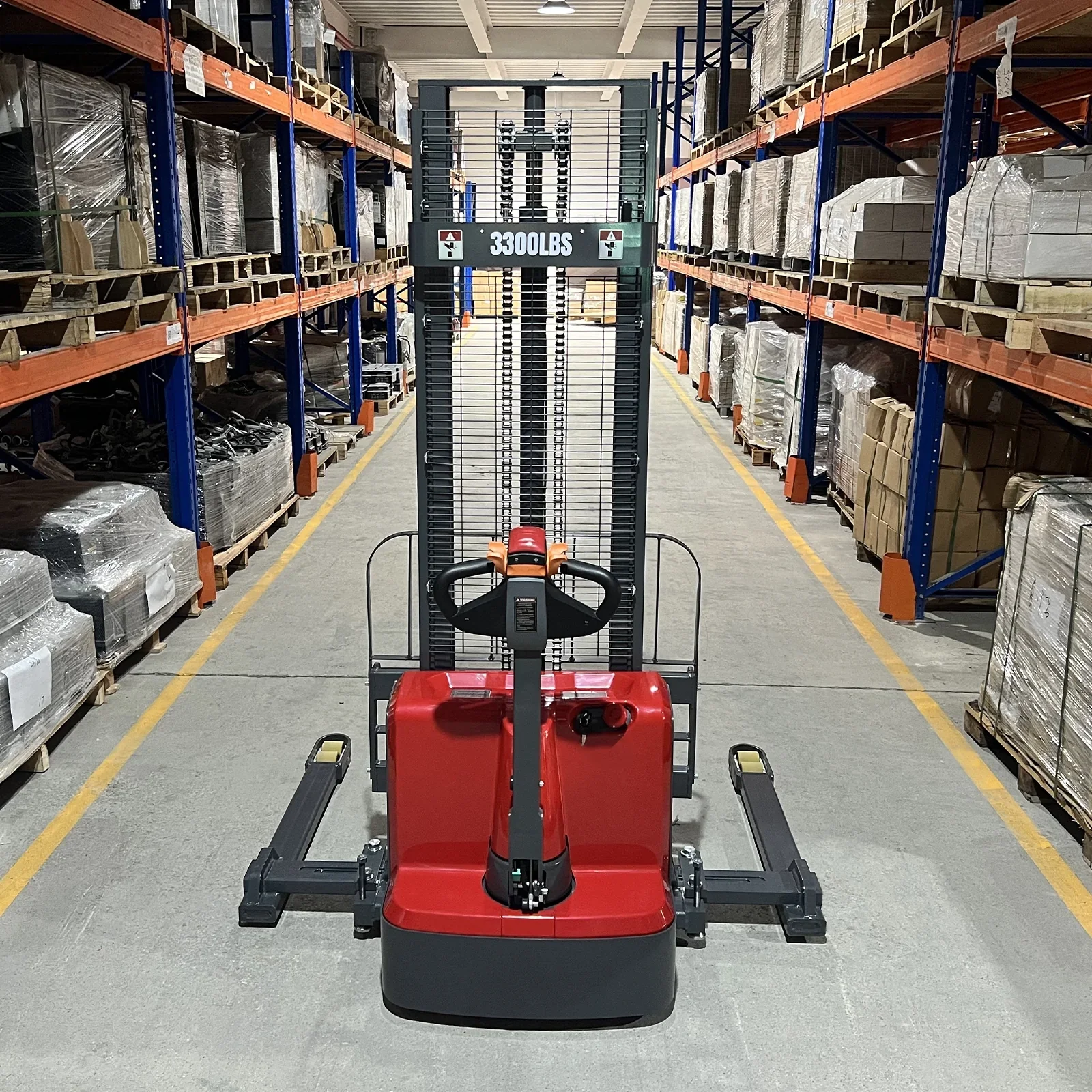 3300lbs Electric Straddle Stacker,  118" Lift,  Adjustable Legs & Forks,  F33-118SLA - Image 3