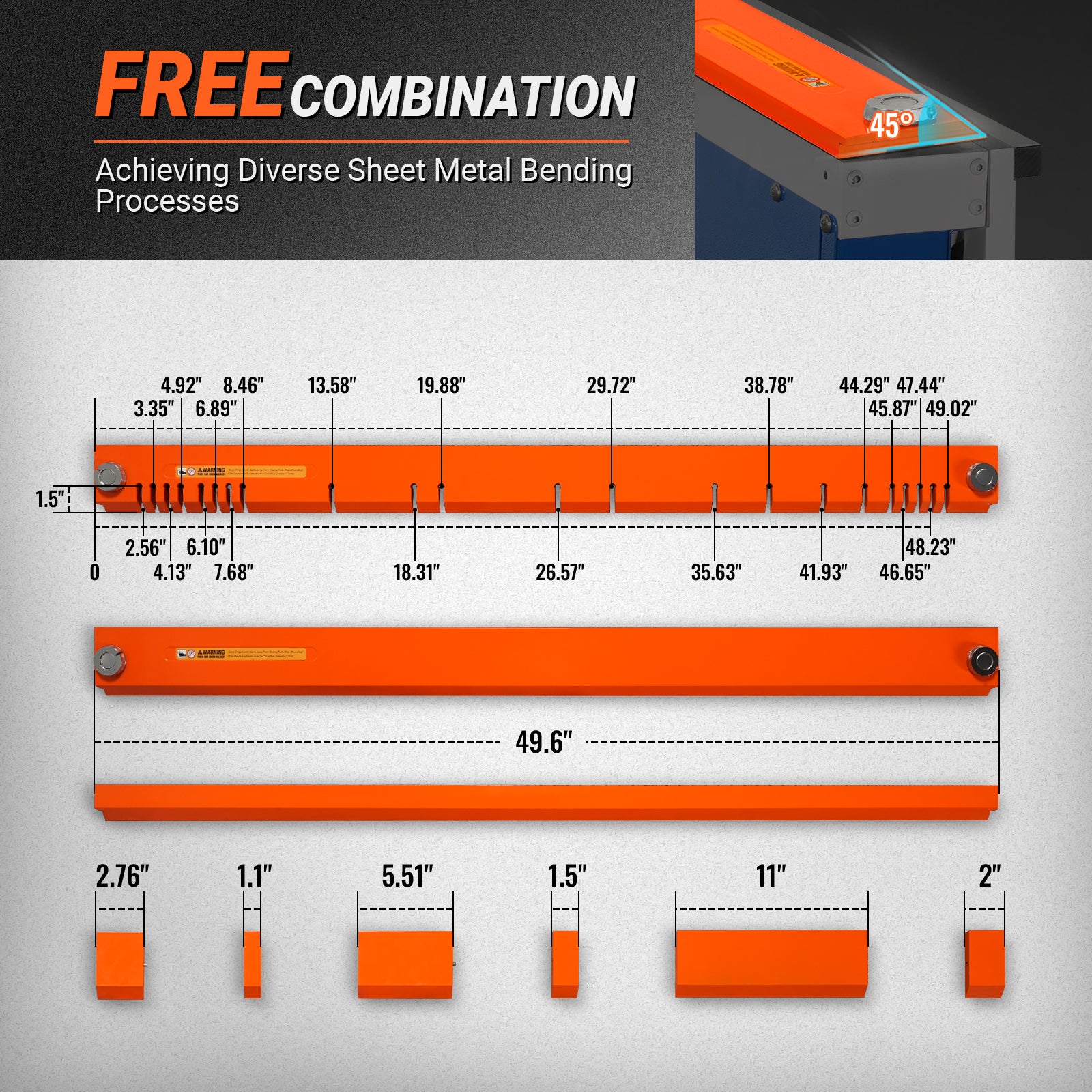 48'' Industrial Magnetic Pan and BOX Heavy Duty Sheet Metal Brake 20 Gauge Capacity Shear Press Brake,  MSMB1250E - Image 3