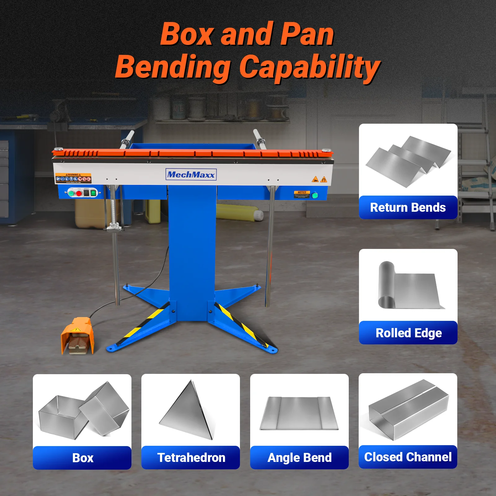 48'' Industrial Magnetic Pan and BOX Heavy Duty Sheet Metal Brake 20 Gauge Capacity Shear Press Brake,  MSMB1250E - Image 7