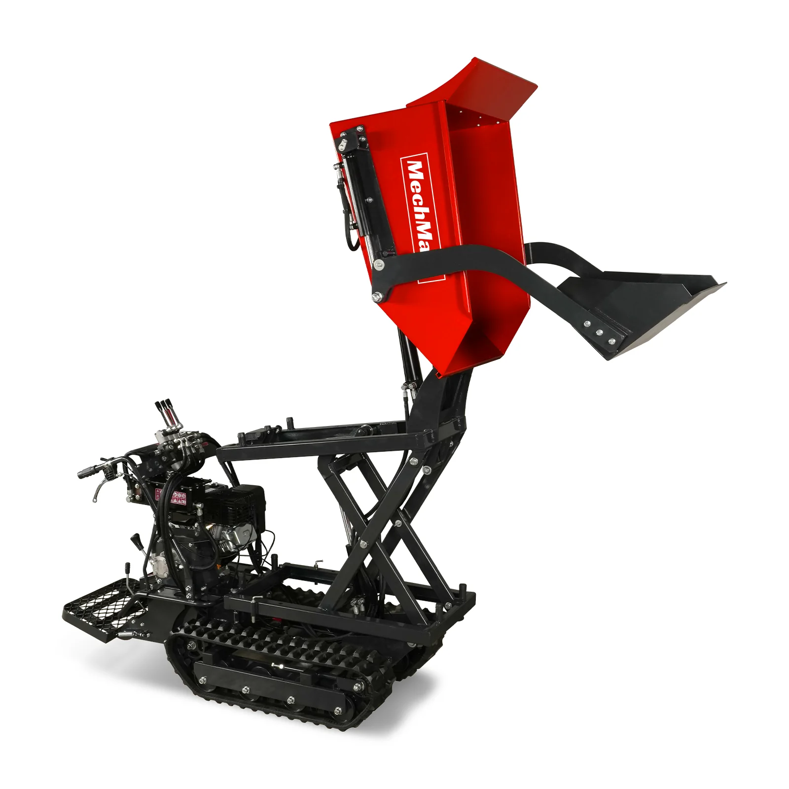 1100lbs Capacity E-Start 10HP 302cc Gas Engine Tracked Dumper Hydraulic Tipping and Lifting with Front Shovel ,  D50HTFL - Image 22