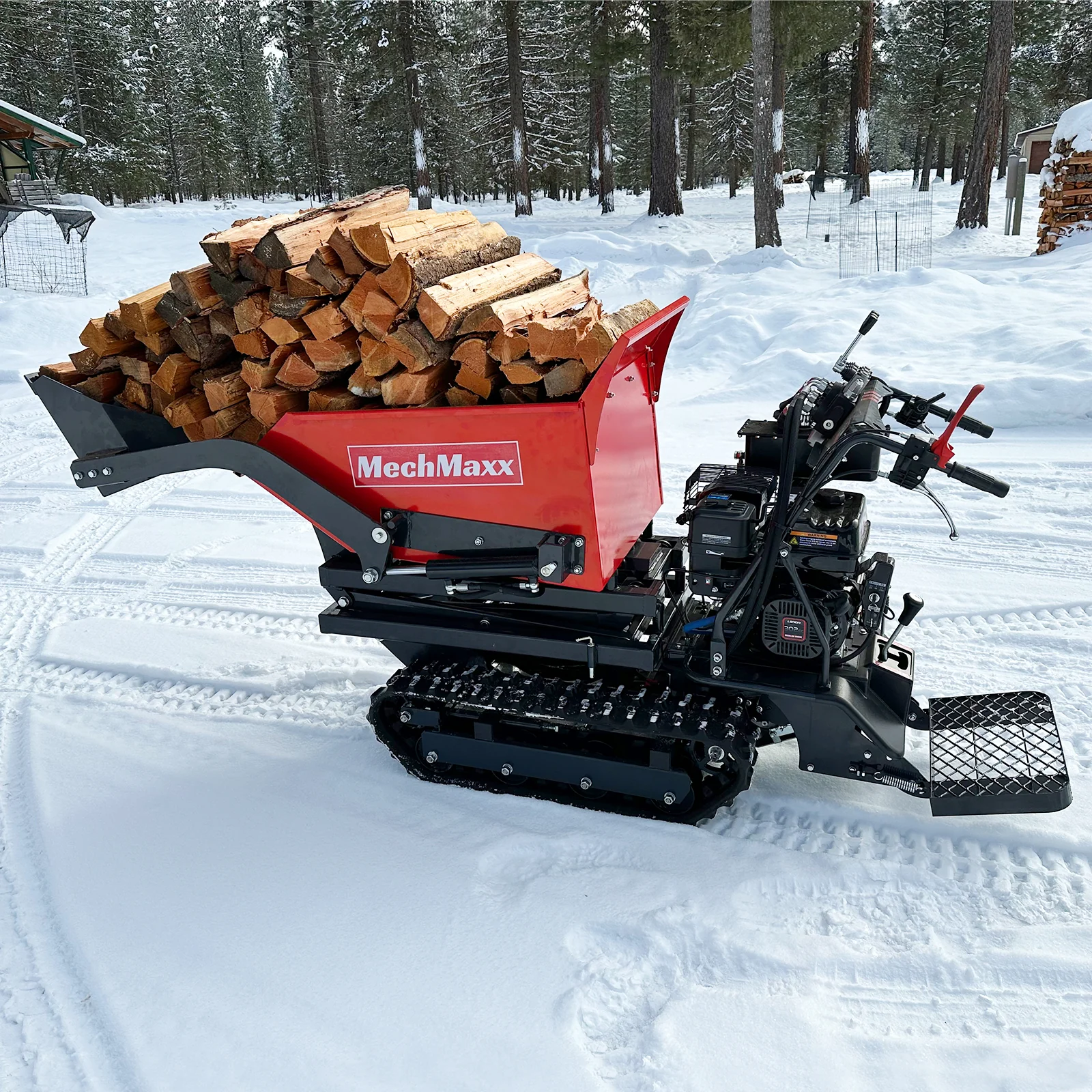 1100lbs Capacity E-Start 10HP 302cc Gas Engine Tracked Dumper Hydraulic Tipping and Lifting with Front Shovel ,  D50HTFL - Image 5