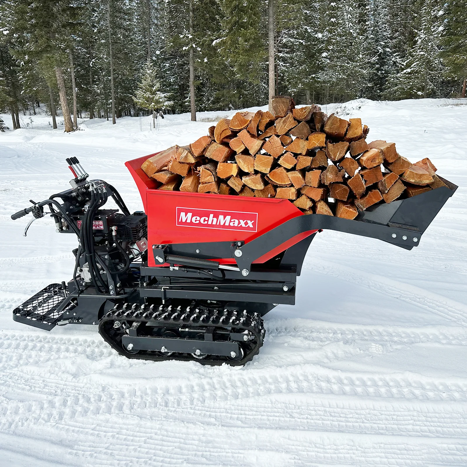 1100lbs Capacity E-Start 10HP 302cc Gas Engine Tracked Dumper Hydraulic Tipping and Lifting with Front Shovel ,  D50HTFL - Image 6