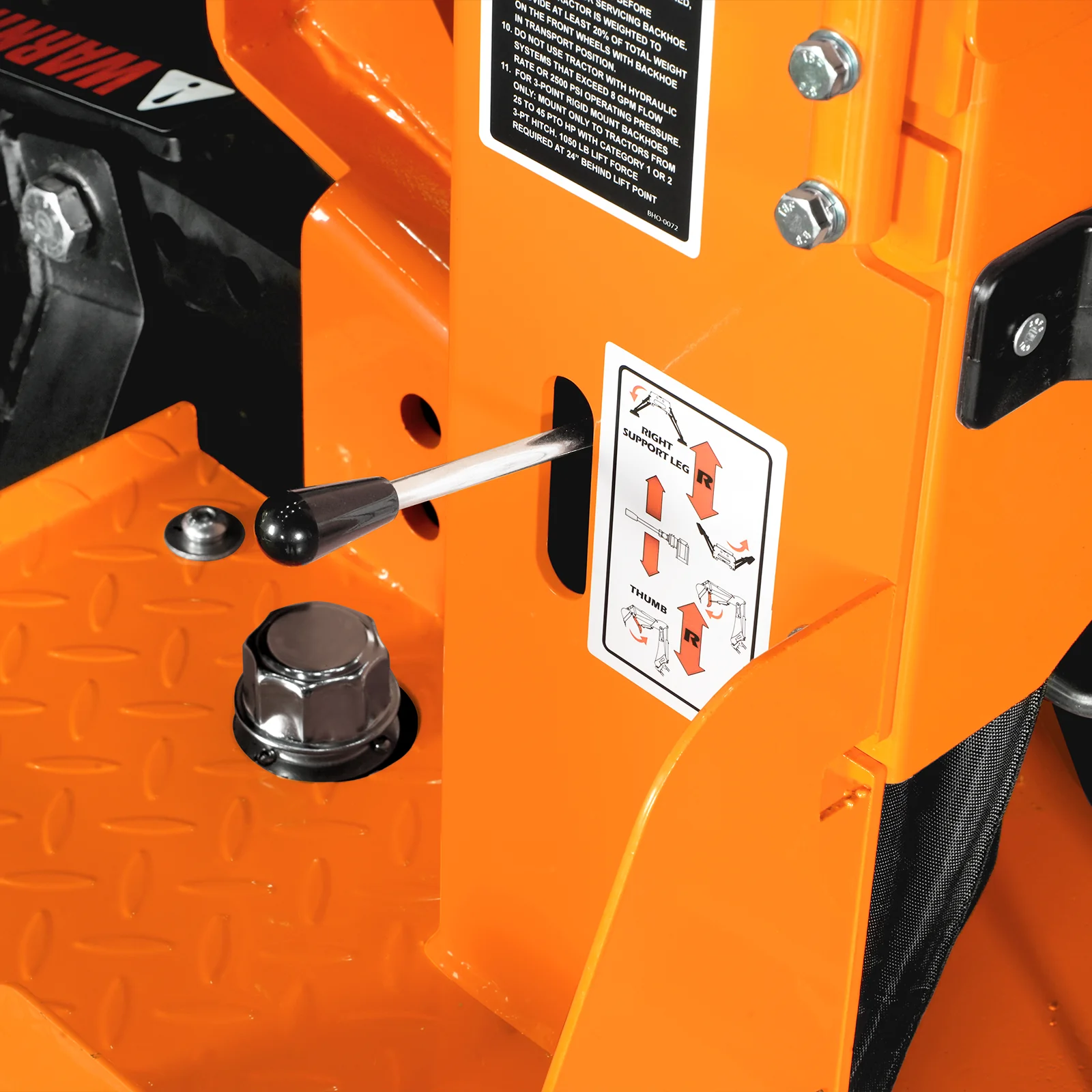 8' Tractor Backhoe Attachment with Hydraulic Thumb,  15" Bucket,  ISO/SAE Switchable Controls,  Self-Contained Hydraulic System,  3 Point Hitch Cat.1 & 2,  20-100 HP,  BH760H - Image 10