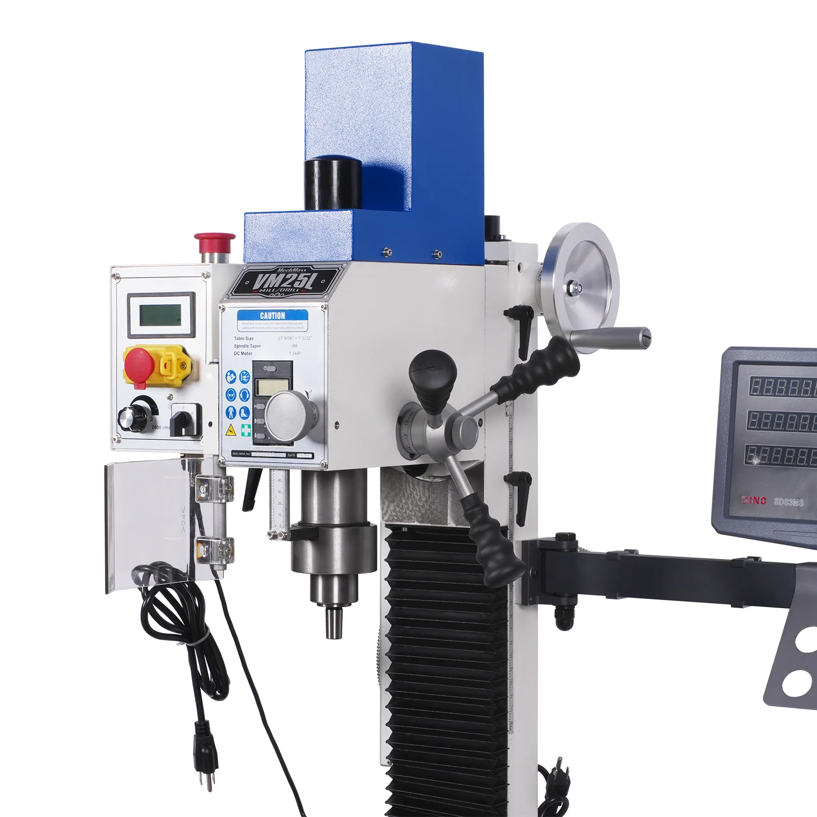 1.5HP 7‘’x 27-1/2‘’ Benchtop Mini Mill Drill Machine, Variable Speed, R8 Spindle, Brushless Motor, 110V, Compact Milling Drilling Tool for Garage Shop, DIY Metalworking without Stand VM25LD - Image 14