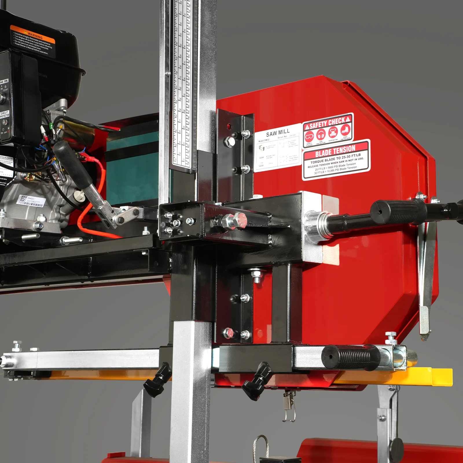 32" Portable Sawmill,  459cc 15HP E-Start Gasoline Engine,  26.5" Board Width,  13' Track Length ,  SM-32 - Image 8