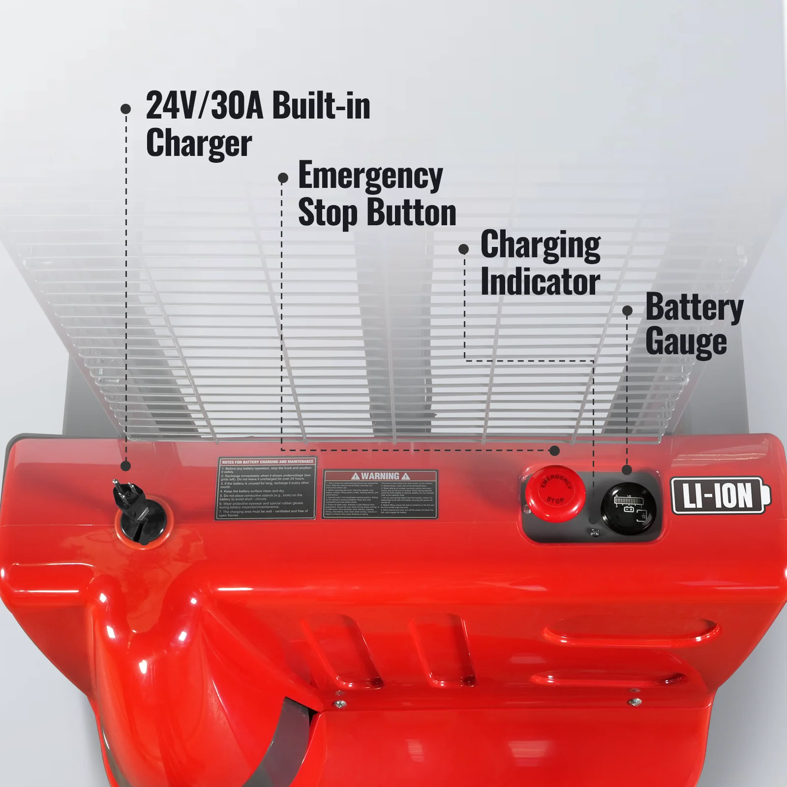 2640lbs Lithium-ion Electric Straddle Stacker,  118" Lift,  Adjustable Legs & Forks,  F26-118S - Image 7