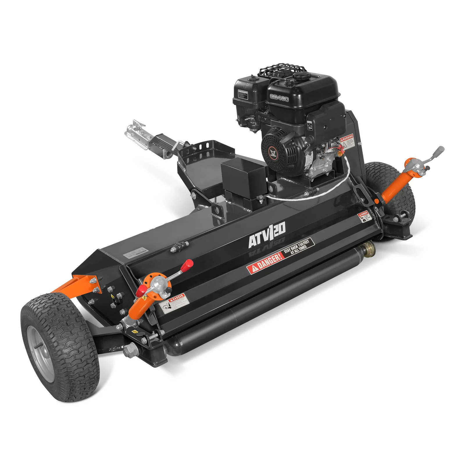 MechMaxx 48" Tow-Behind ATV Offset Flail Mower,  15HP 459cc E-start Gas Engine Powered; Adjustable Mowing Height,  ATV120 - Image 5