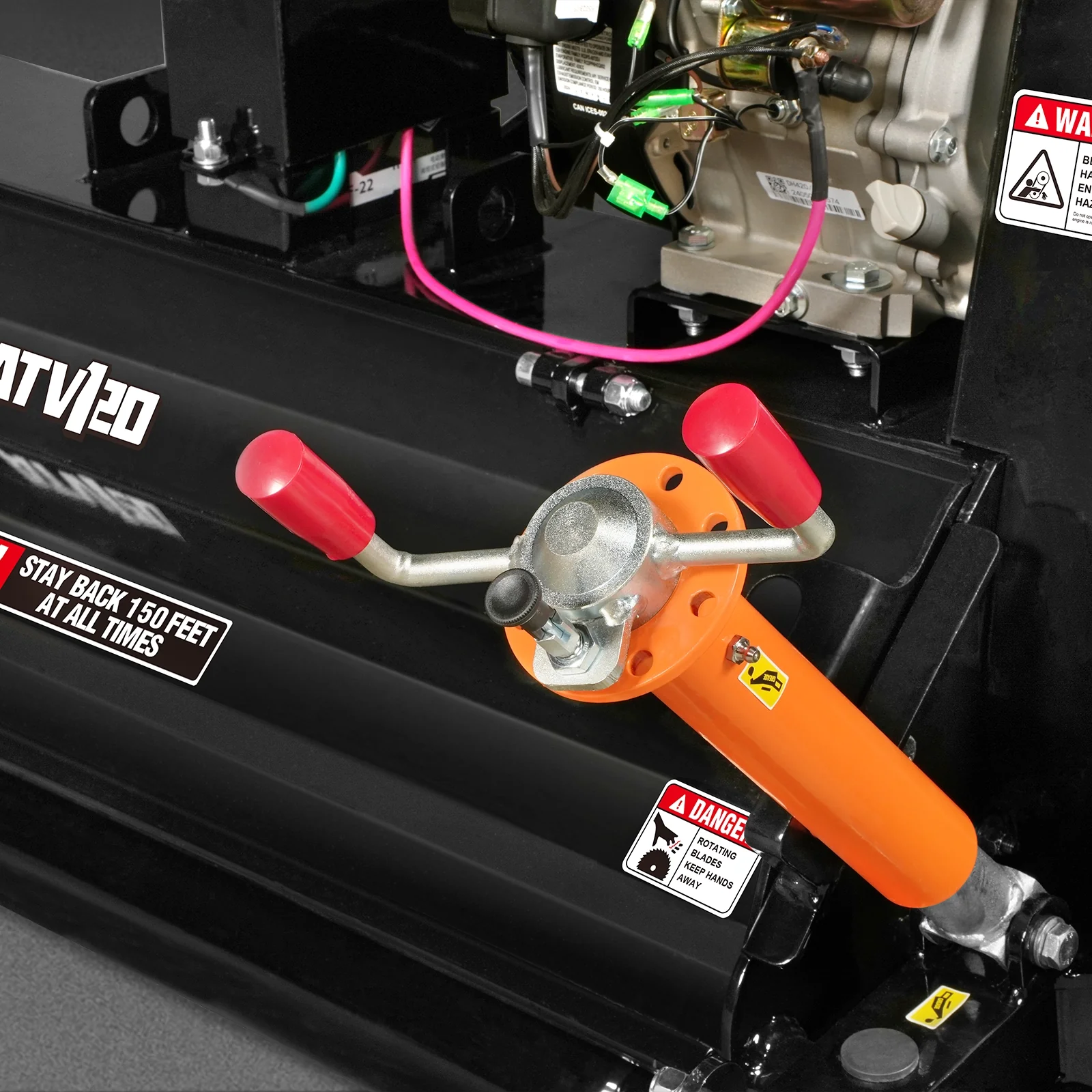 MechMaxx 48" Tow-Behind ATV Offset Flail Mower,  15HP 459cc E-start Gas Engine Powered; Adjustable Mowing Height,  ATV120 - Image 6