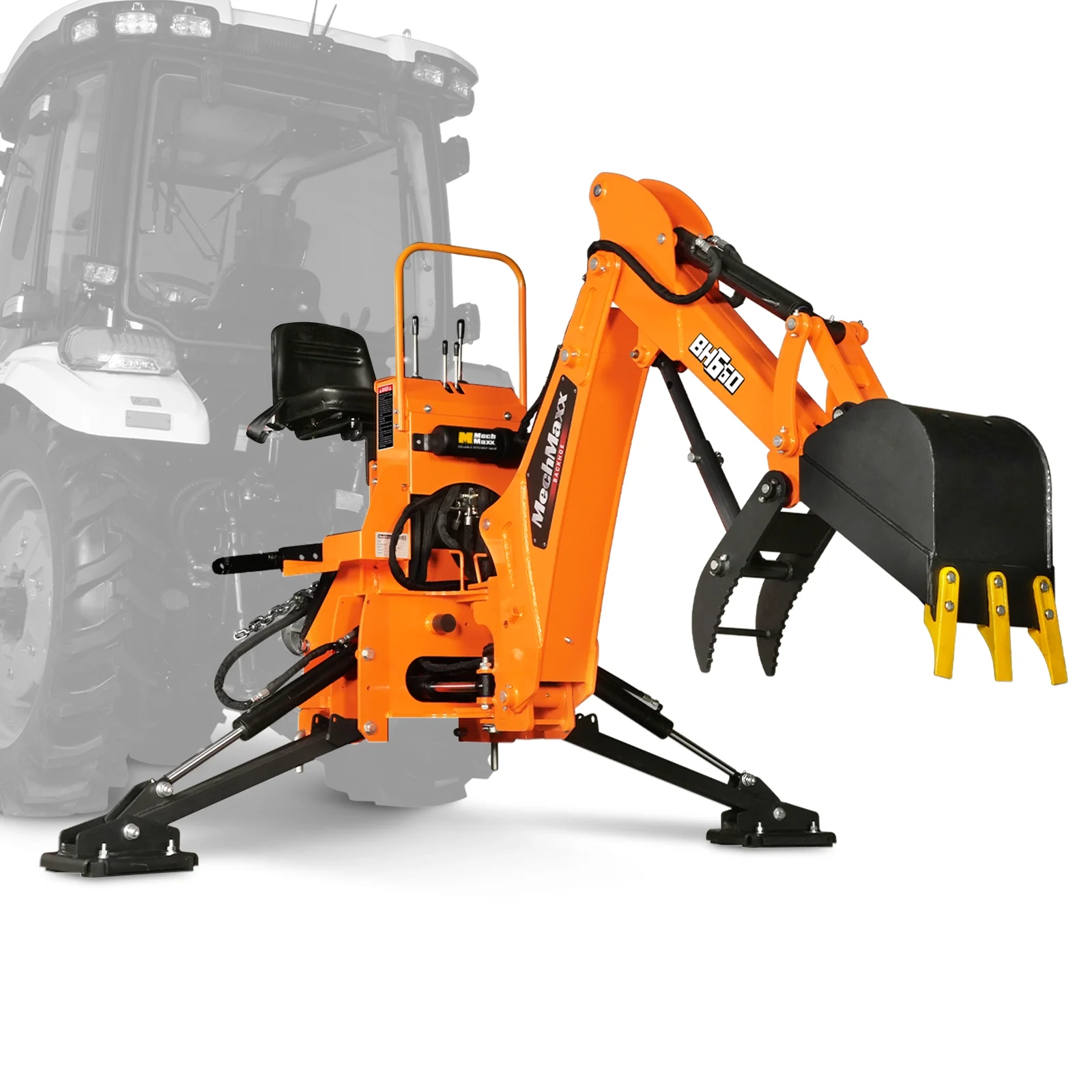 7' Tractor Backhoe Attachment with Mechanical Thumb,  12" Bucket,  ISO/SAE Switchable Controls,  Self-Contained Hydraulic System,  3 Point Hitch Cat.1,  15-50 HP,  BH660M - Image 21