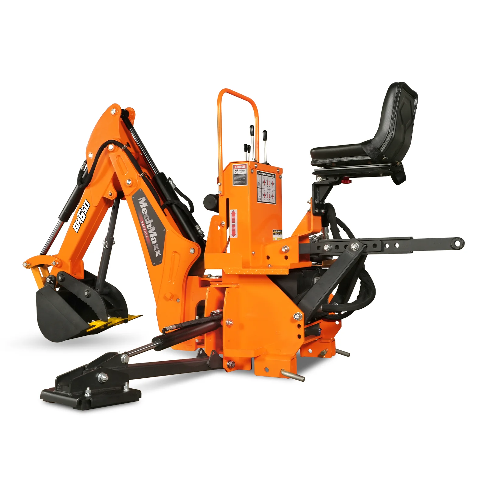 7' Tractor Backhoe Attachment with Mechanical Thumb,  12" Bucket,  ISO/SAE Switchable Controls,  Self-Contained Hydraulic System,  3 Point Hitch Cat.1,  15-50 HP,  BH660M - Image 27