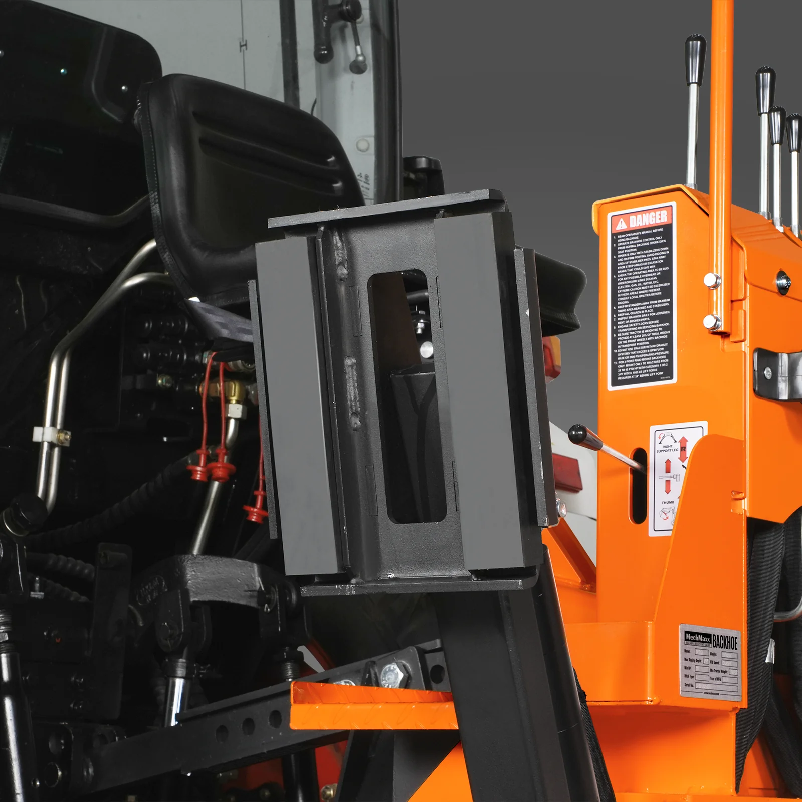 8' Tractor Backhoe Attachment with Hydraulic Thumb,  15" Bucket,  ISO/SAE Switchable Controls,  Self-Contained Hydraulic System,  3 Point Hitch Cat.1 & 2,  20-100 HP,  BH760H - Image 20