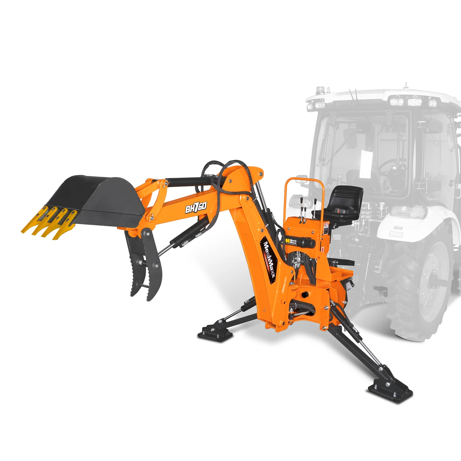 8' Tractor Backhoe Attachment with Hydraulic Thumb,  15" Bucket,  ISO/SAE Switchable Controls,  Self-Contained Hydraulic System,  3 Point Hitch Cat.1 & 2,  20-100 HP,  BH760H - Image 25