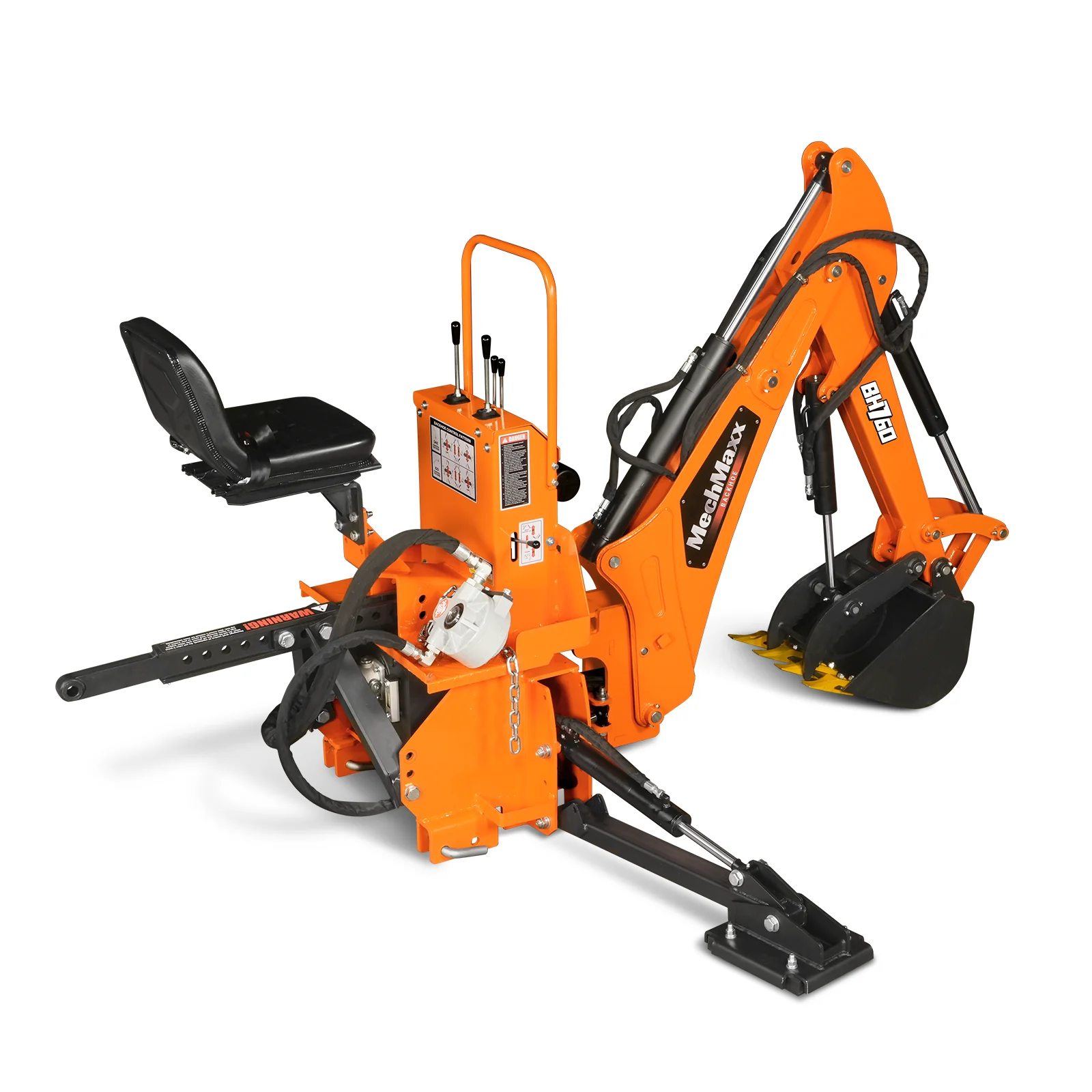 8' Tractor Backhoe Attachment with Hydraulic Thumb,  15" Bucket,  ISO/SAE Switchable Controls,  Self-Contained Hydraulic System,  3 Point Hitch Cat.1 & 2,  20-100 HP,  BH760H - Image 31