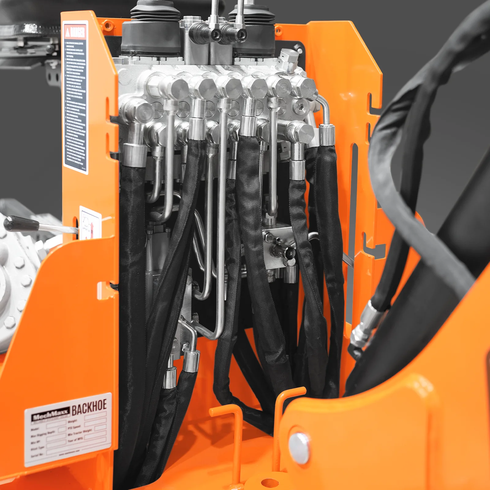 8' Tractor Backhoe Attachment with Hydraulic Thumb,  15" Bucket,  ISO/SAE Switchable Controls,  Self-Contained Hydraulic System,  3 Point Hitch Cat.1 & 2,  20-100 HP,  BH760H - Image 8