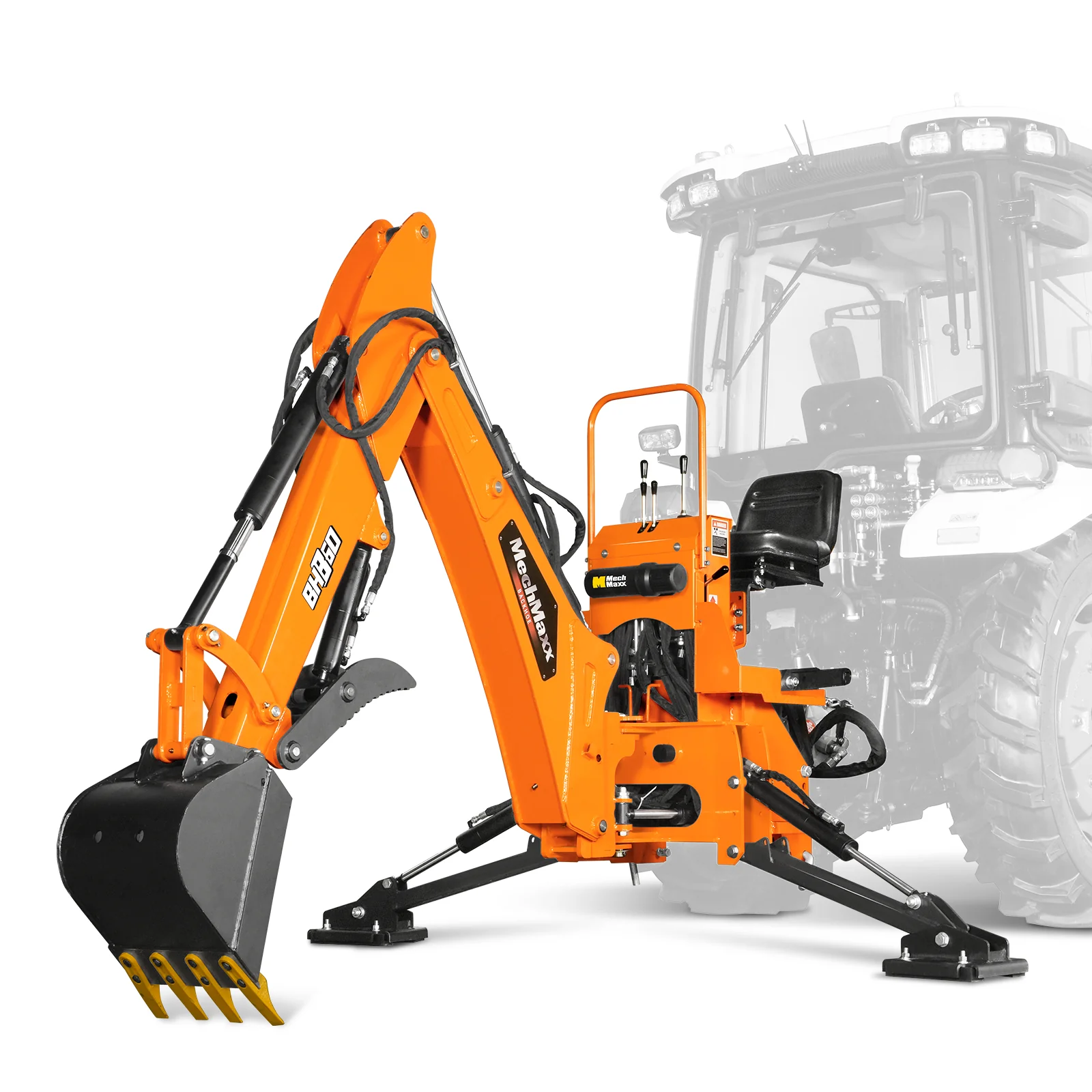 9' Tractor Backhoe Attachment with Hydraulic Thumb,  15" Bucket,  ISO/SAE Switchable Controls,  Self-Contained Hydraulic System,  3 Point Hitch Cat.1 & 2,  25-100 HP,  BH860H - Image 23