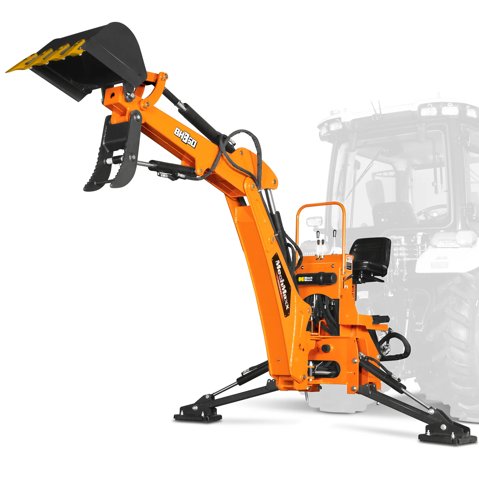 9' Tractor Backhoe Attachment with Hydraulic Thumb,  15" Bucket,  ISO/SAE Switchable Controls,  Self-Contained Hydraulic System,  3 Point Hitch Cat.1 & 2,  25-100 HP,  BH860H - Image 24