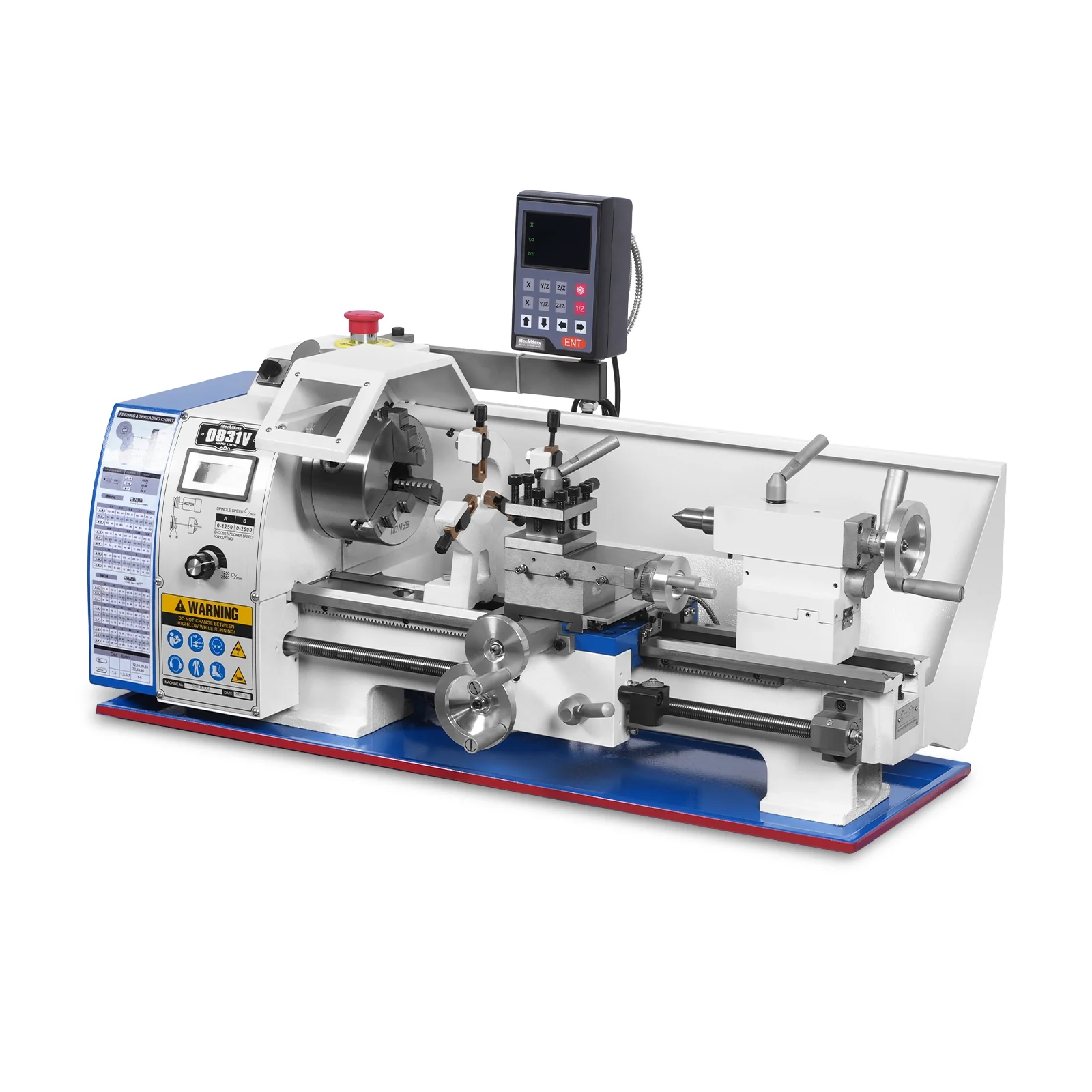 1.5‘’ Spindle Bore Metal Lathe Machine with DRO 8'' x 16'' High Precision Brushless Motor Mini 1.5HP Benchtop 0-2500 RPM Variable Speed Metal Working Machine 1.5‘’ Spindle Bore Small Lathe without Stand 0831VD - Image 13