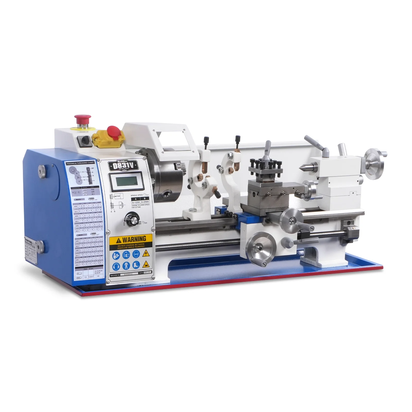 1.5‘’ Spindle Bore Metal Lathe Machine with DRO 8'' x 16'' High Precision Brushless Motor Mini 1.5HP Benchtop 0-2500 RPM Variable Speed Metal Working Machine 1.5‘’ Spindle Bore Small Lathe without Stand 0831VD - Image 16