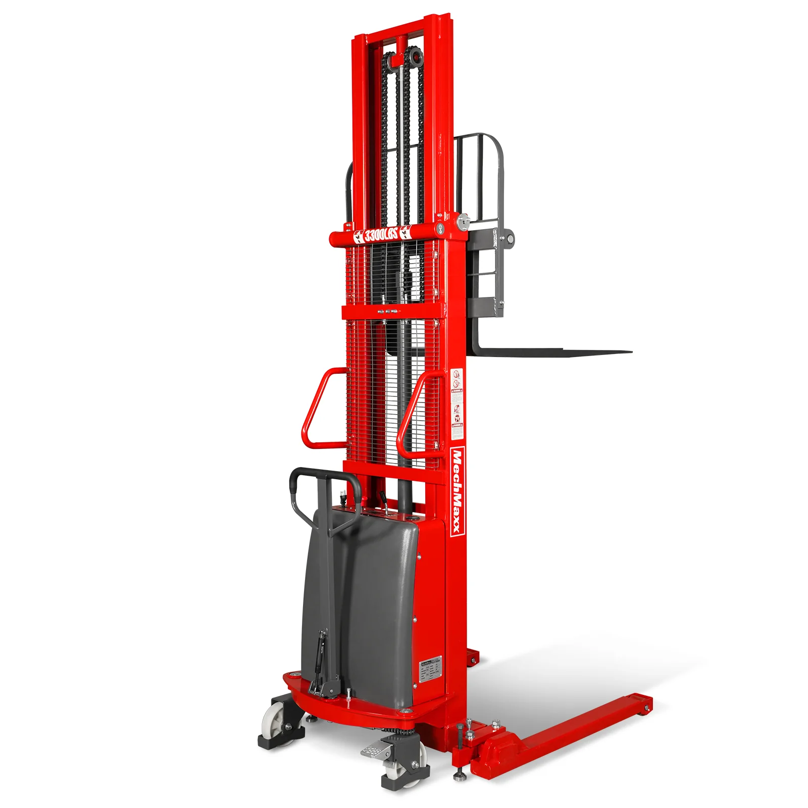 3300lbs Semi-Electric Straddle Stacker,  118" Lift,  Adjustable Legs & Forks,  S33-118S - Image 27