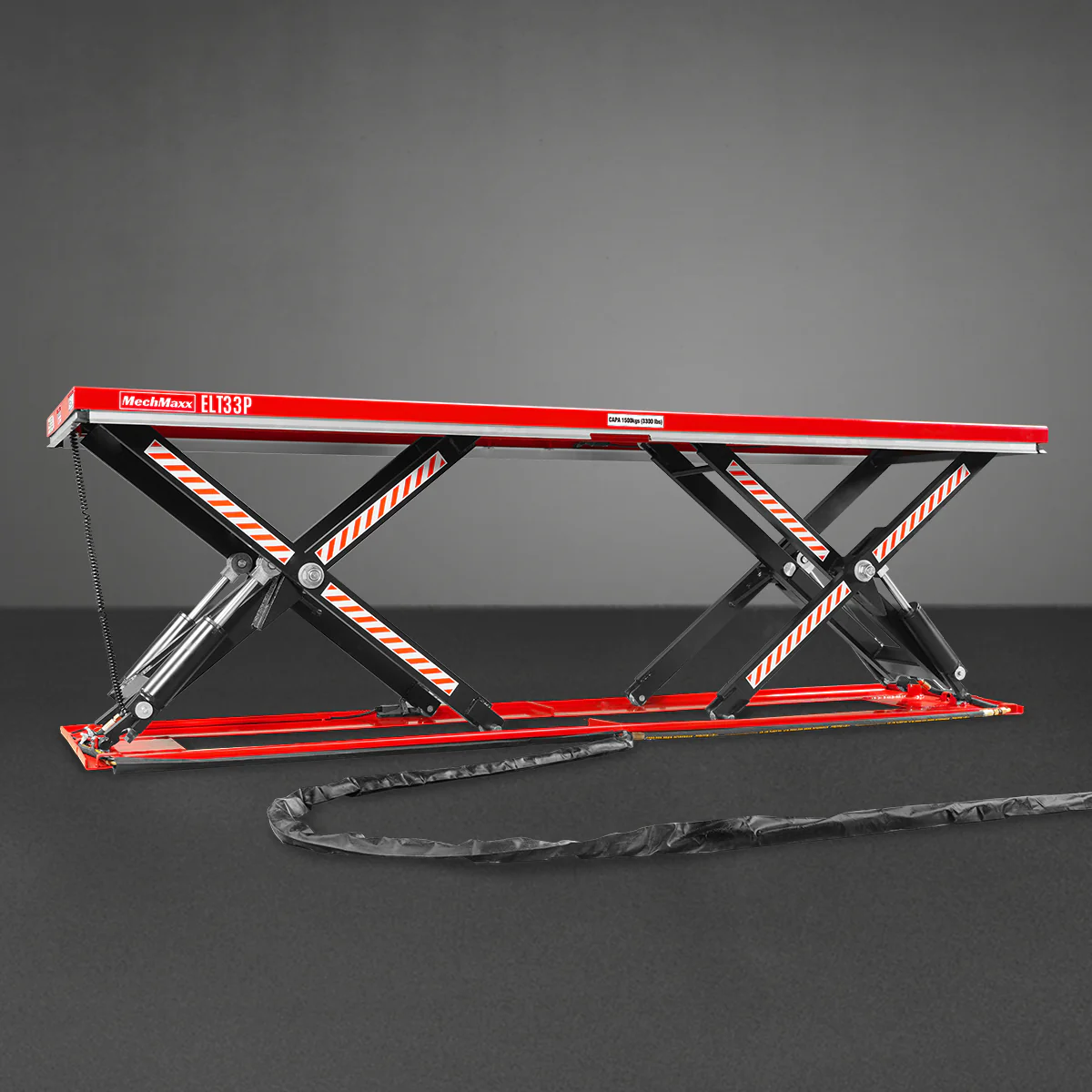 Stationary Electric Hydraulic Parallel Double Scissor Lift Table 3300lb Capacity,  108.3" x 31.5" Platform,  33.9" Lift Height,  UL Certified Motor,  ELT33P - Image 14