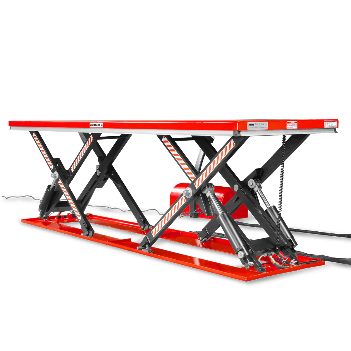 Stationary Electric Hydraulic Parallel Double Scissor Lift Table 3300lb Capacity,  108.3" x 31.5" Platform,  33.9" Lift Height,  UL Certified Motor,  ELT33P - Image 4