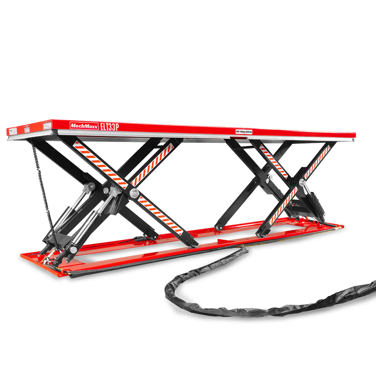 Stationary Electric Hydraulic Parallel Double Scissor Lift Table 3300lb Capacity,  108.3" x 31.5" Platform,  33.9" Lift Height,  UL Certified Motor,  ELT33P - Image 5